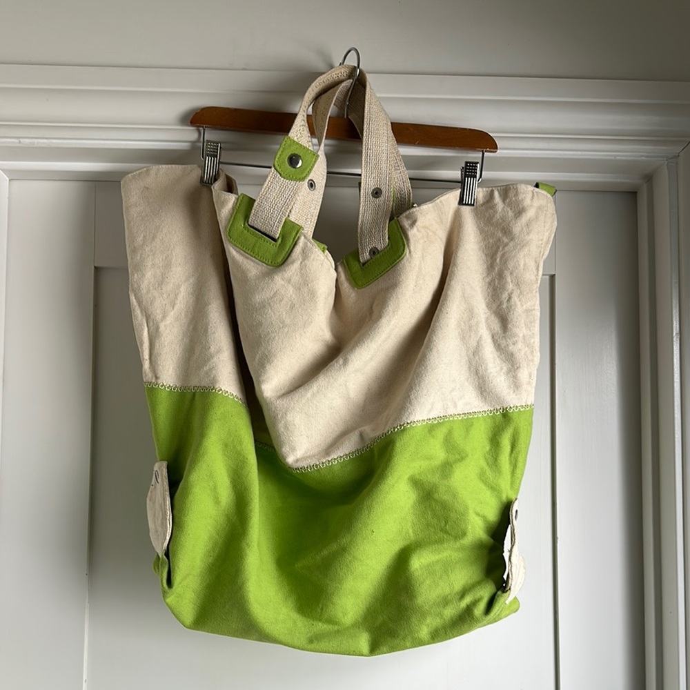 Anthropologie - Saldarini 1882 - Lime Green and Cream Tote Bag